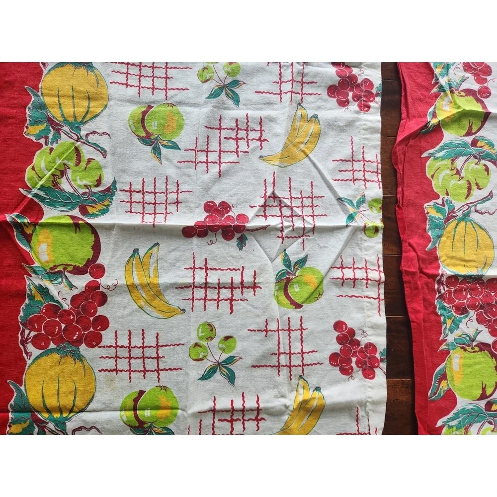 Vtg 40's-50's Feed flour Sack Fabric Valances authentic Cotton Fruit Print 40x24